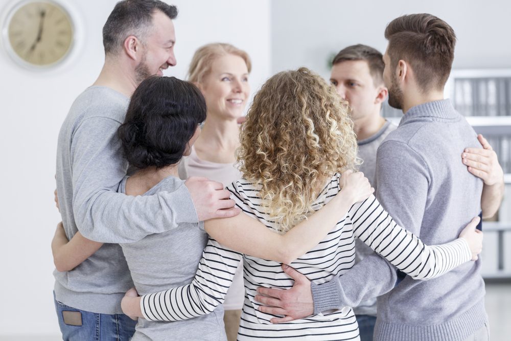 Overcoming Addicts Excuses: Support Group Embrace Support group embracing to overcome addicts excuses in rehab